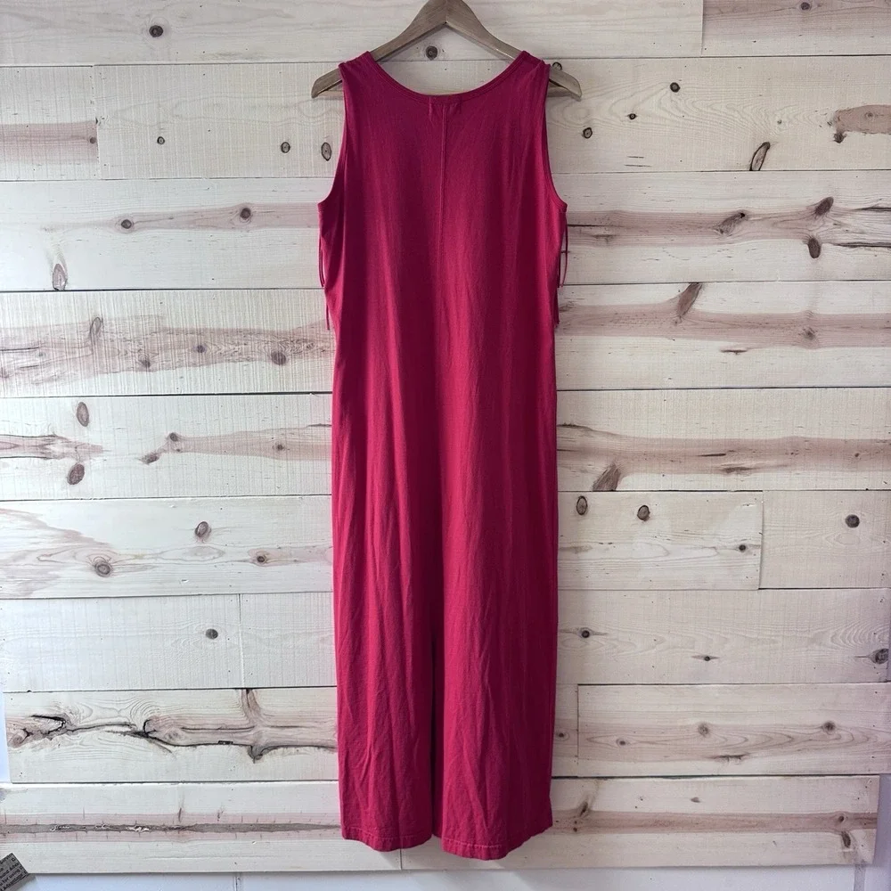 Vintage‎ Nannette Keller Womens M Bright Red Fringe Sleeveless Cotton Maxi Dress